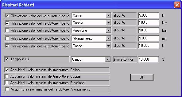 Durante la prova, attraverso un processo di autoscala, i fondi scala dei grafici si autodimensionano per poter sempre visualizzare l intera curva.