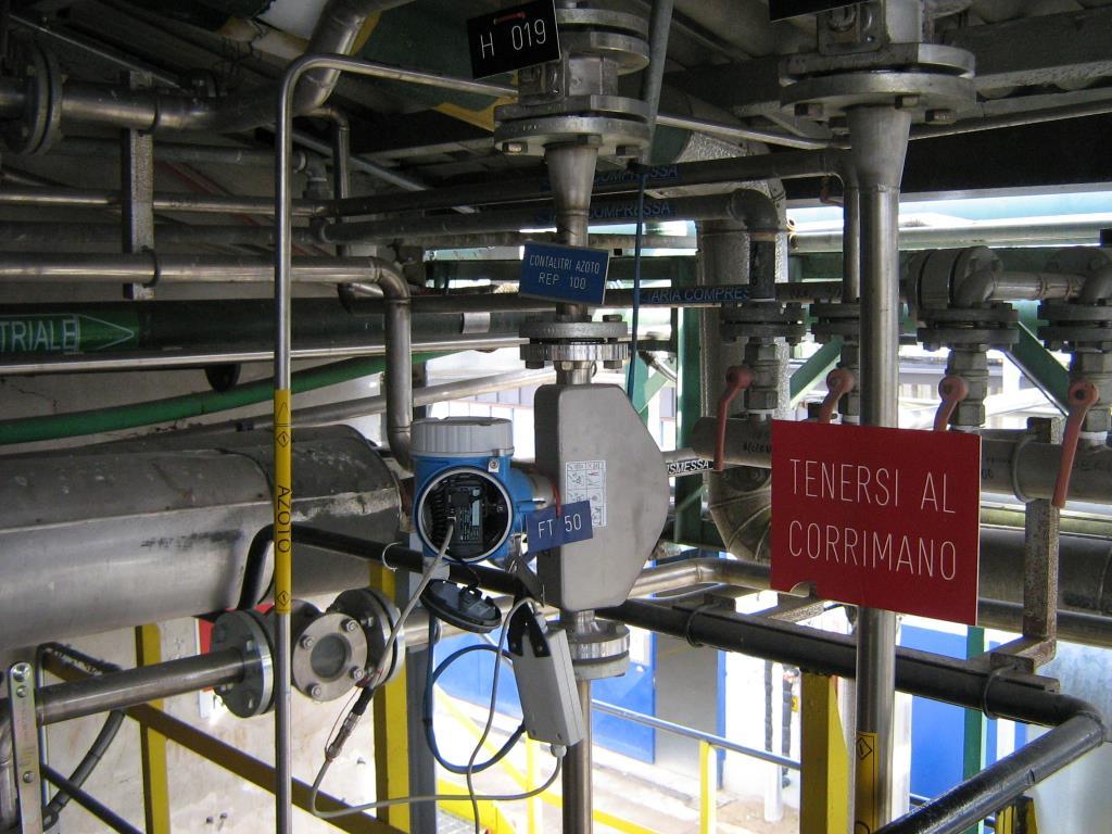 Installazione per impianto inertizzazione Promass E 200 DN 25 Prodotto: azoto Vantaggi per l utente