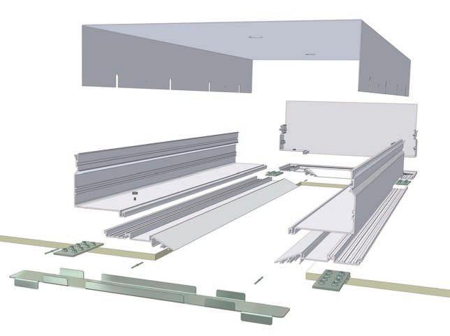 RECESSED LED SYSTEMS La serie Kritptos_05, Kritptos_100 e Kritptos_200 può accogliere al suo interno soluzioni luminose lineari per luce indiretta oppure spot orientabili ed estraibili che si