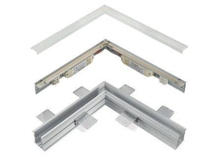 KRIPTOS_25 L 314,5 RECESSED LED SYSTEMS PROFILO LED CURVA 90 90 ANGLE LED PROFILE 299 Curva 90 per Kriptos_25 L in estrusione di alluminio verniciato per incasso integrato nel cartongesso.