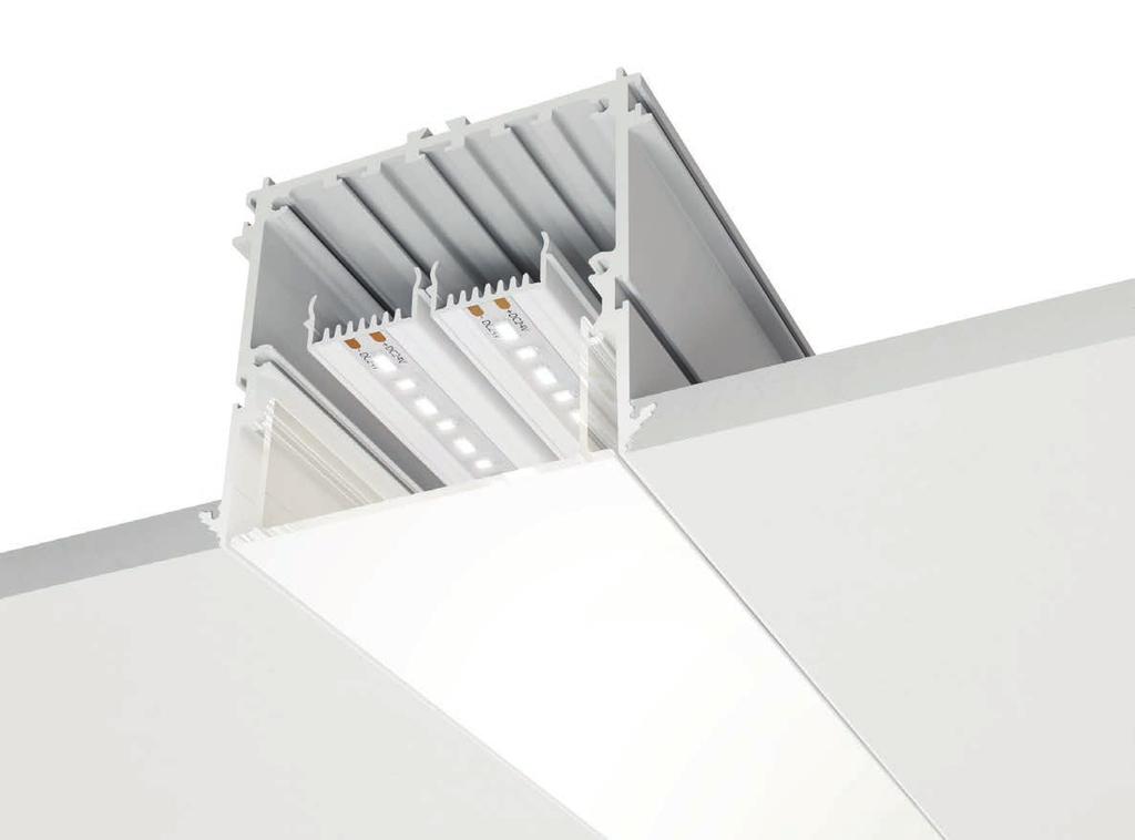 RECESSED LED SYSTEMS KRIPTOS_80 S PROFILO INCASSO RECESSED PROFILE Kriptos_80 S è un sistema modulare a LED da incasso a scomparsa totale, per pareti in cartongesso.