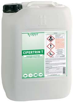 CIPERTRIN T PMC reg. n. 14740 Insetticida concentrato emulsionabile ad azione abbattente conferita dalla tetrametrina e ad azione residuale conferita dalla cipermetrina.