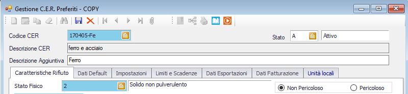 Differenziazione dei CER con suffisso (eventuale) Se la tua azienda ha necessità di differenziare uno stesso codice CER (ad esempio il ferro/acciaio ha codice 170405, ma