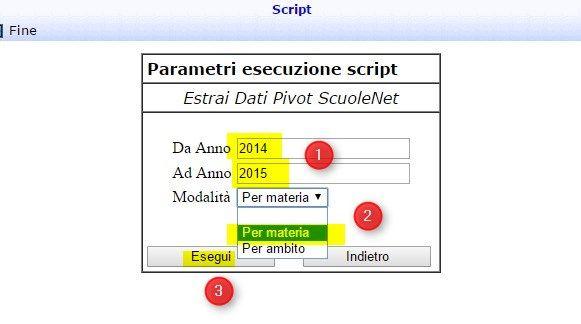 (1) e ad esempio per estrapolare i dati dall anno scolastico 2014/2015 fino al 2015/2016 indicare da anno 2014 (per A.S.