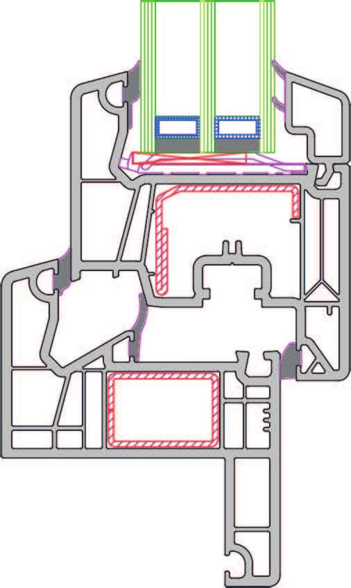 PRESTAZIONI TECNICHE - serie (triplo vetro) Tu gli infissi della serie vengono prodo in conformità alla direve di costruzione indicate dal fornitore del sistema e con rinforzi in acciaio zincato