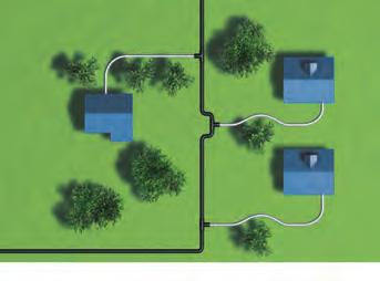 SISTEMA DI COLLEGAMENTO A PETTINE La disponibilità dei rotoli di tubo ECOPEX con lunghezza elevata consente, in molti casi, di evitare una posa interrata delle giunzioni e delle diramazioni.