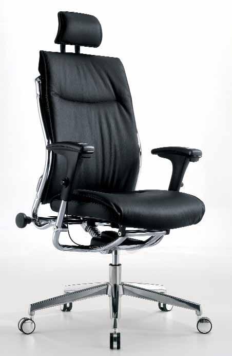 Wire Classic Wire Executive Versione girevole, meccanica sincronizzata, sedile tappezzato, schienale in rete con applicato cuscino imbottito.