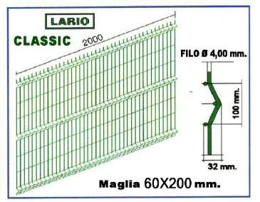 Recinzioni a Pannelli Lario pannelli plastificati verdi Altezza Larghezza Maglia Filo 102 200