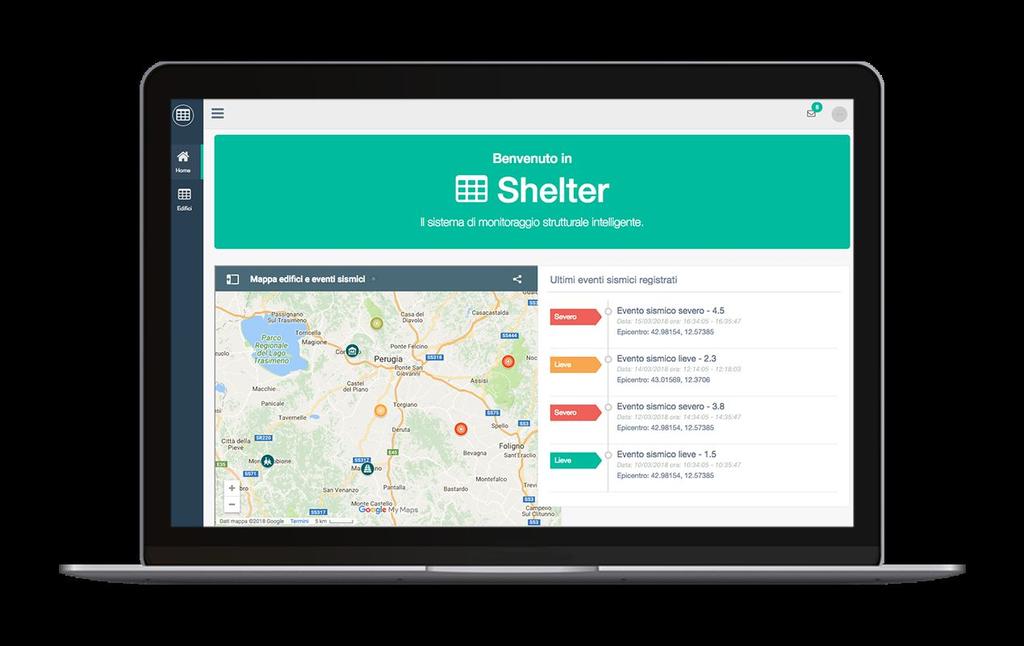 La soluzione Secure Shelter è una piattaforma web per la raccolta e l analisi di dati di monitoraggio statico e dinamico degli edifici.