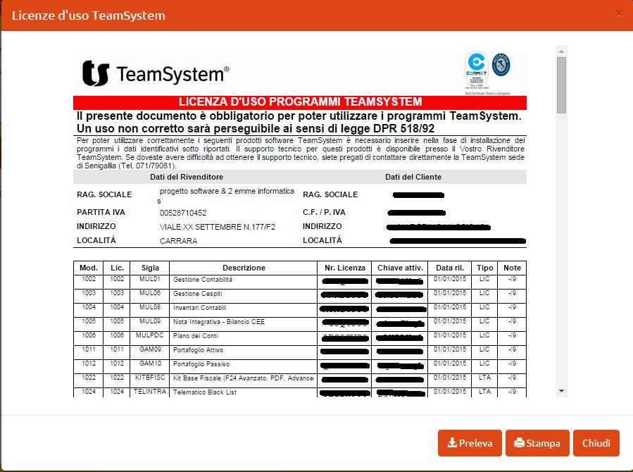 Figura 9 Finestra delle licenze In questa finestra sarà possibile consultare le pagine del documento, prelevare il file di testo da importare con il comando