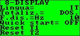 3 Frequenza di aggiornamento dei dati sul display: 1-2-5-10 Hz 8.