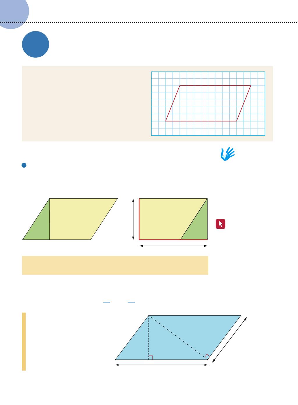 T CPITOLO Le aree 5 area ei parallelogrammi PRIM DI COMINCIRE Osserva questo parallelogramma e isegnalo sul tuo quaerno contano bene i quaretti.