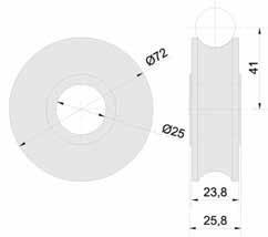 ACCESSORI PER GUIDE LINEARI Codice 6528 Rotella Ø 35 guida Ø 12 Acciao temprato Rotella con cuscinetto a doppia corona di sfere e superficie di rotolamento