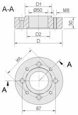 flangia codice 7025 Vedi Applicazione h, i Codice Riduttore A B D D1 Int.