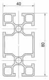 45 Codice 1156 Profilo Al an na 40x80 Dati tecnici Massa lineare: kg/m 2,2 Sezione: mm 2 808 Momento di inerzia a flessione: cm 4 Ix 55,2 Iy 14,7