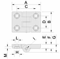 ACCESSORI DI COMPLEMENTO Codice 4066-4074 Cerniera PA forata Poliammide Codice Interasse A B C D E