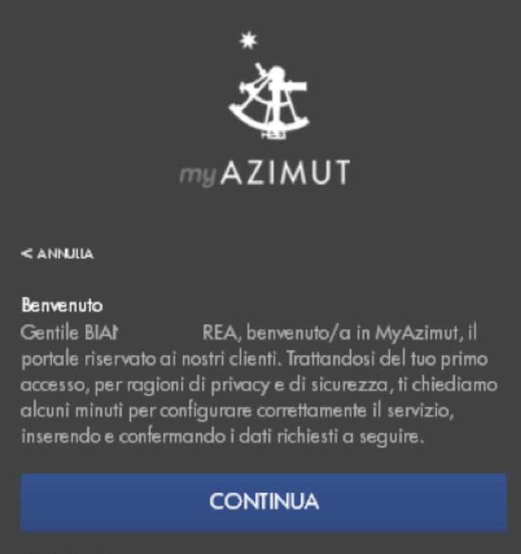 Qualora non si sia in possesso delle credenziali di accesso a MyAzimut, si potrà richiedere l accesso tramite la selezione della funzione