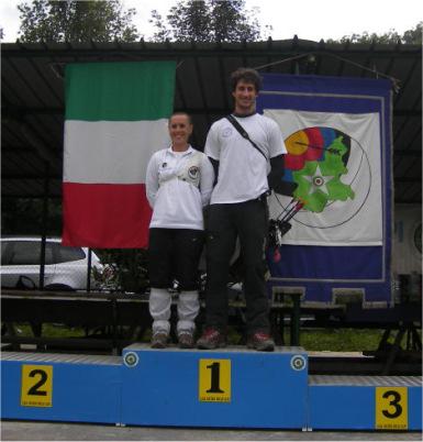 Iaccarino Stefano tra gli under 18 maschile arco nudo, Aldrighetti Claudio tra gli over 18 Low Bow maschile,