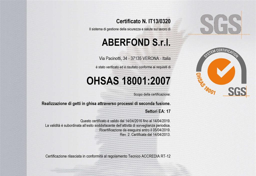 La nostra azienda è certificata sulla sicurezza: la certificazione OSHAS