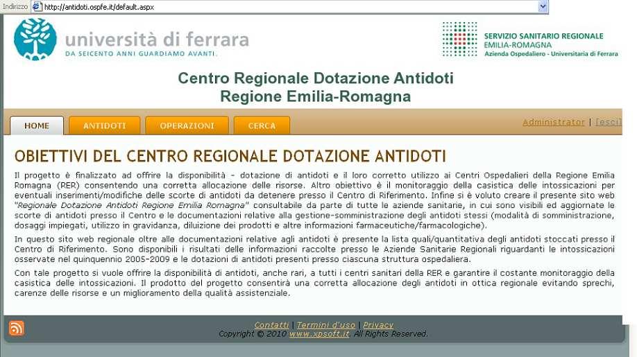 CENTRO REGIONALE DOTAZIONE ANTIDOTI