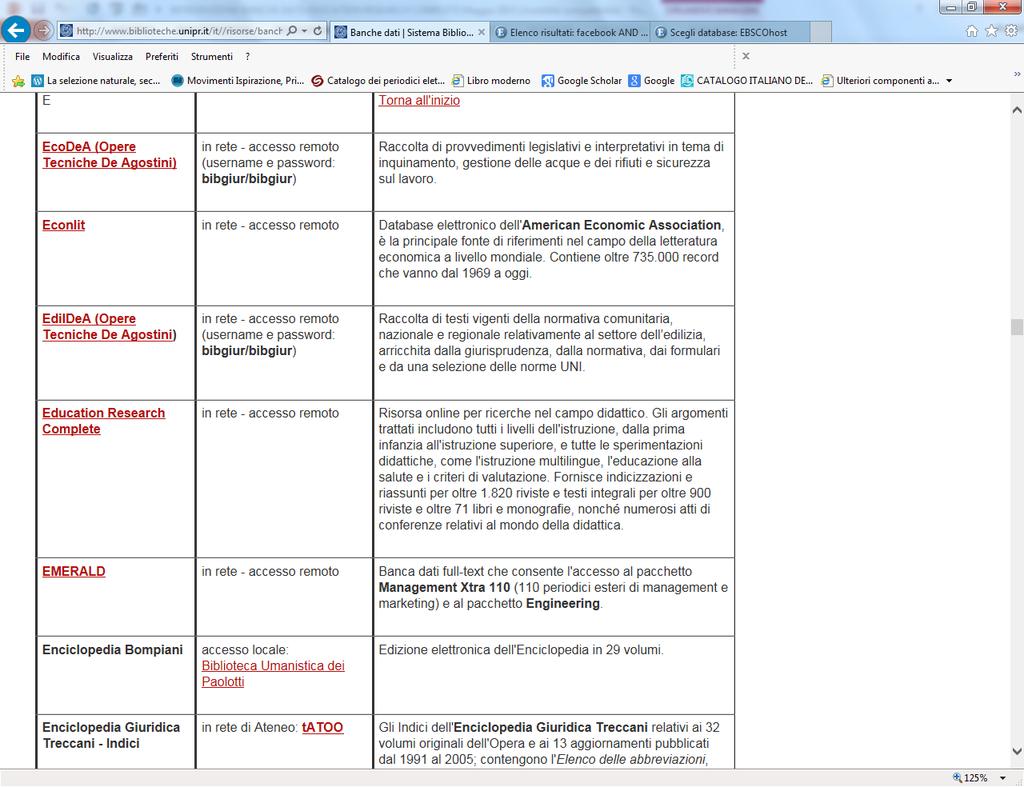 sulla Banca dati EBSCO EDUCATION RESEARCH