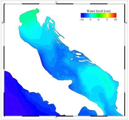correzione dello stato iniziale - Le osservazioni assimilate sono i dati orari di livello di marea registrati nelle 24