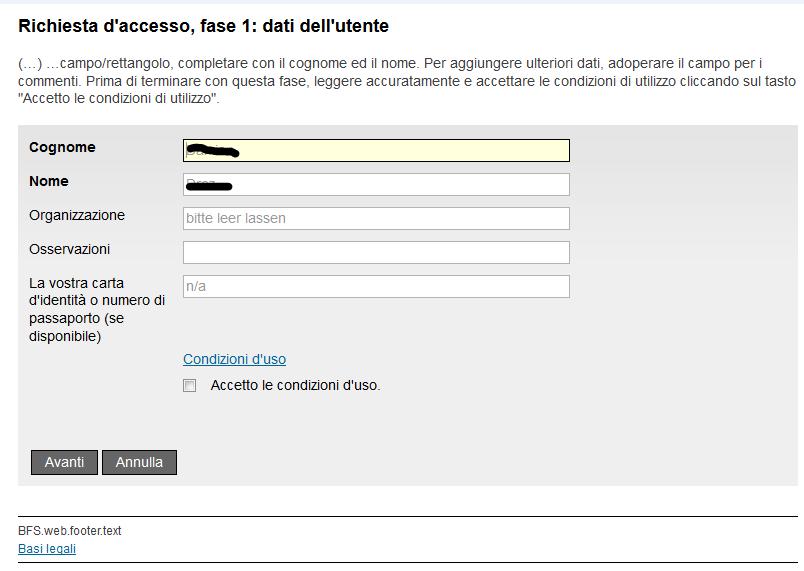 2.2.1 Richiesta d accesso, fase 1 Dati dell utente La prima fase della richiesta d accesso su LWP