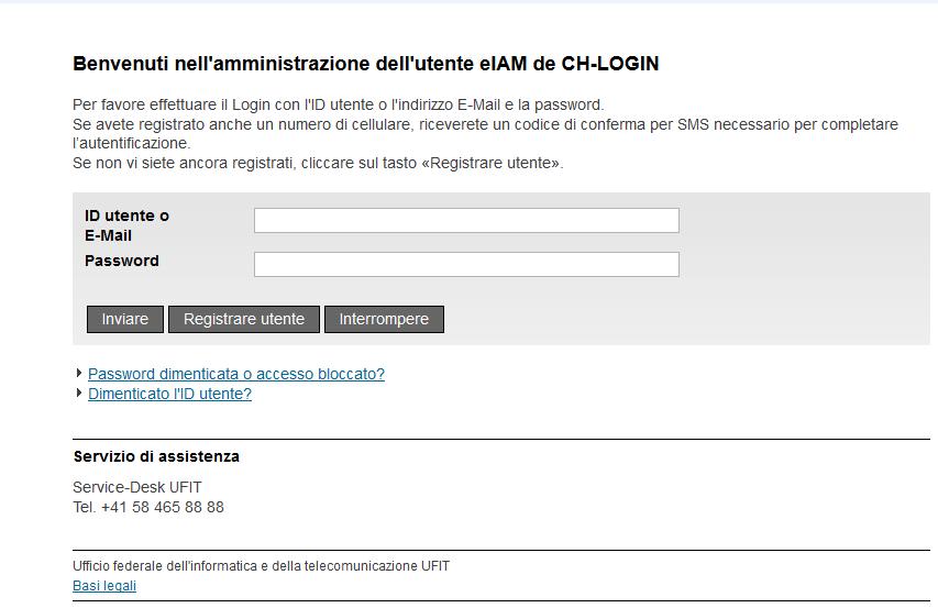 2.3 Login su LohnWebPlus (LWP) mediante «CH-LOGIN» Effettuare un nuovo login come utente esterno selezionando «CH-LOGIN». Cliccare su «Continua l accesso».