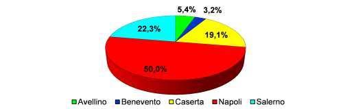 Numero stranieri presenti in Campania Istat 2015 Presenza per provincia in percentuale sul totale Stime su presenza