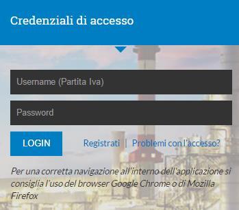 Accesso e/o Registrazione L Utente che risulta già registrato potrà accedere all applicazione, per la compilazione della dichiarazione, con username e password già in suo possesso.