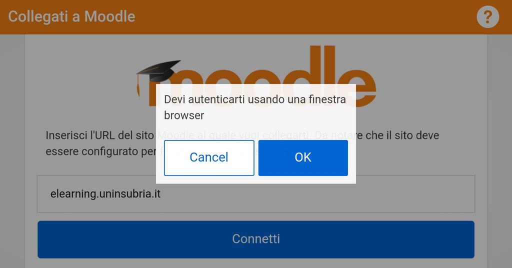 Premete il pulsante «OK» per autenticarvi Come si