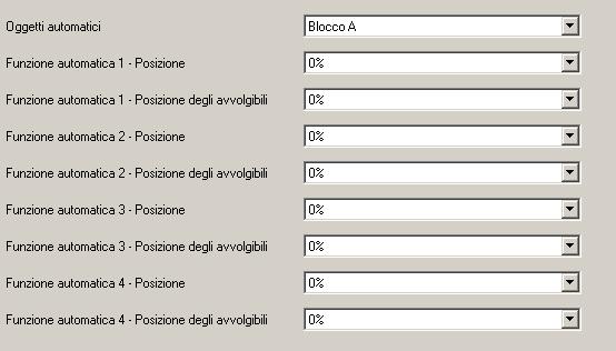 Oggetti di comunicazione e parametri ETS Funzione automatica In questo punto viene eseguita l assegnazione al blocco oggetto e la posizione desiderata, se è abilitato il parametro di "Funzione