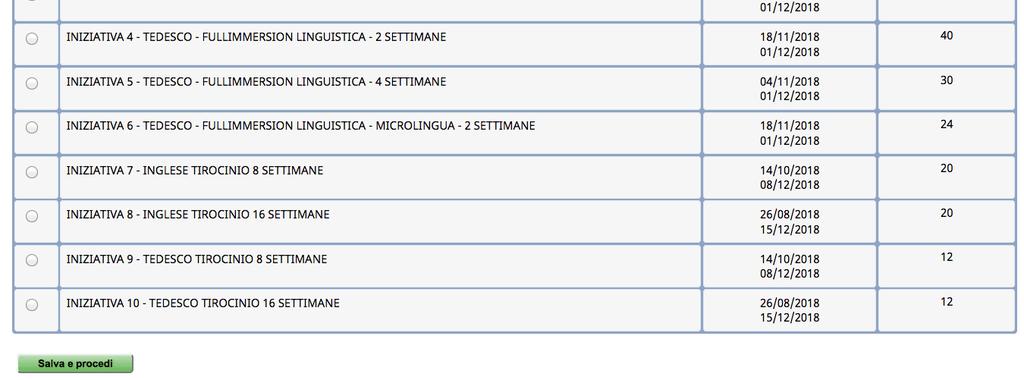 Per procedere occorrerà selezionare l iniziativa a cui si desidera partecipare e successivamente cliccare il pulsante.