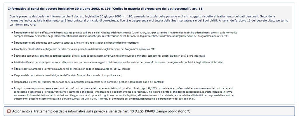 NOTA: E possibile fare domanda per una sola iniziativa.