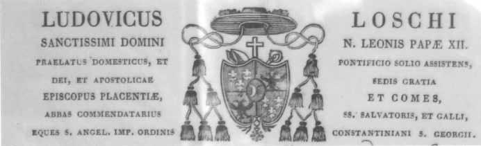 cultura & storia Lo stemma del vescovo Loschi morto appena prima dell inizio del colera 48 in tutta la penisola.