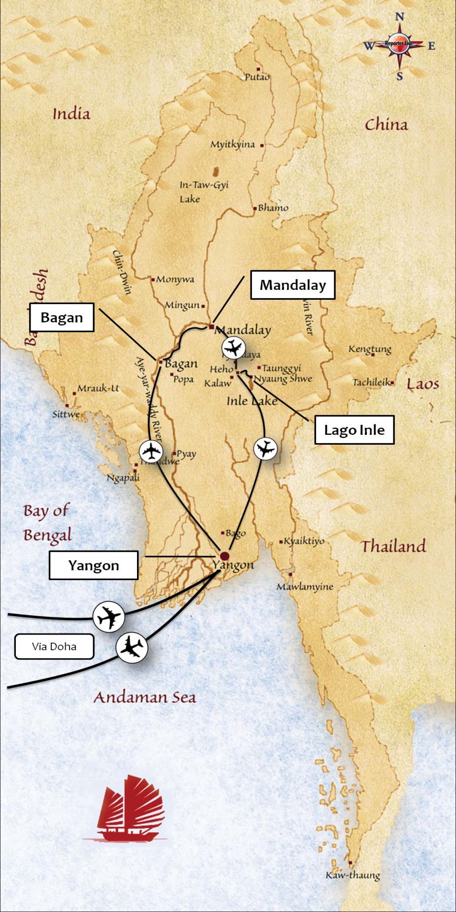 Il Vostro Itinerario Roma Doha Yangon
