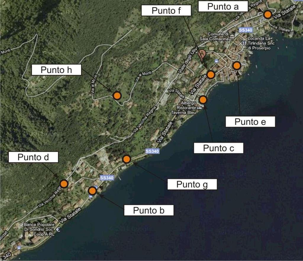 3.5 Rilevamenti di breve durata Le misure a breve termine di complemento alla campagna di monitoraggio acustico del territorio di Sala Comacina sono state eseguite nelle date di lunedì 11, martedì