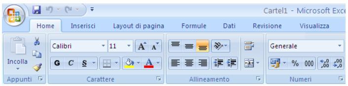 Formattazione foglio, celle, righe, colonne Grassetto, corsivo, sottolineato Ingrandire/ridurre il carattere, cambiarne il colore Cambiare sfondo