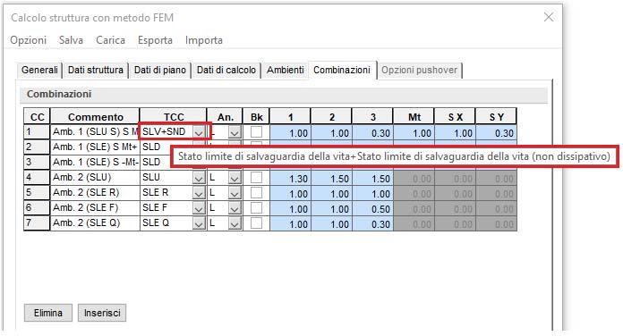 gestire due diversi tipi di combinazione in modo da poter utilizzare in fase di progetto e verifica le corrette sollecitazioni in funzione che l elemento sia