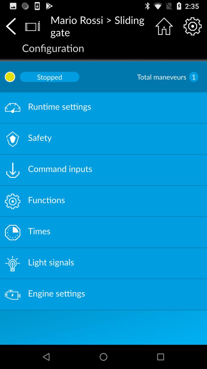 2.3.6 CONFIGURAZIONE PARAMETRI AUTOMAZIONE La pagina di configurazione dei parametri dell automazione è organizzata in categorie.