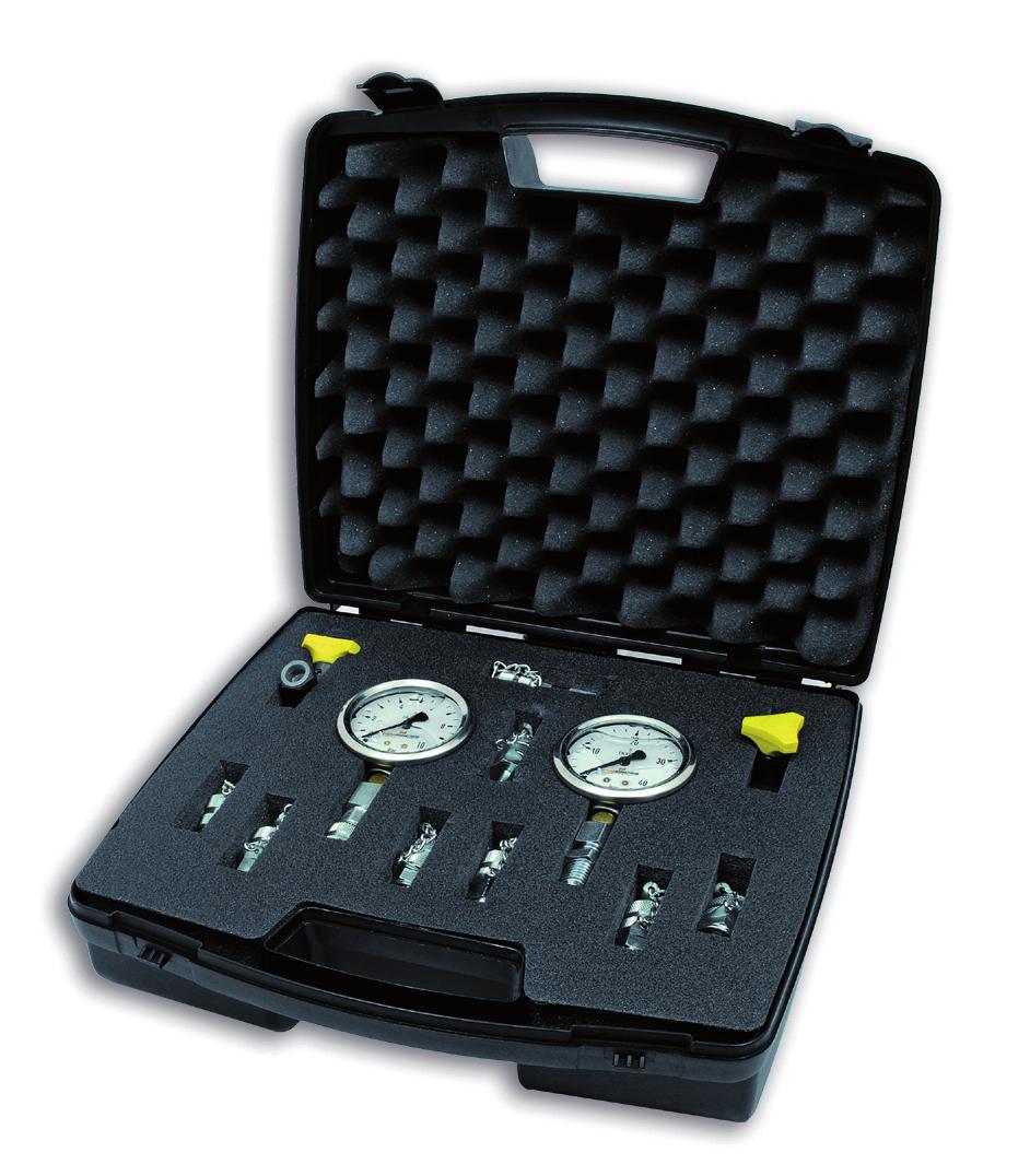 Strumenti portatili prova pressione Portable hydraulic instruments for pressure testing 5 manometri cassa ottone 5 pressure gauges brass housing 2 diam. 100 mm 3 diam. 63 mm dim.