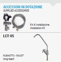 LCT 05 OSMOBIOS Sistema ad Osmosi Inversa a flusso diretto Sezione Osmosi Versione 60 L Versione 90 L Inversa Alimentazione 220 V 50 Hz Auto raffreddamento ad aria Rotativa a palette per alta