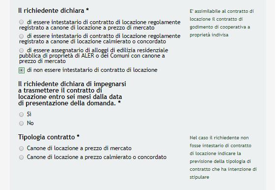 Specificare la tipologia di contratto di locazione in essere.