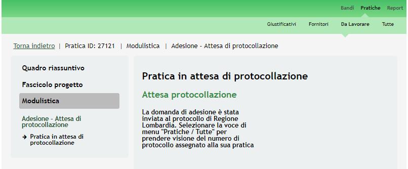 ATTENZIONE Una volta effettuato l invio della pratica non sarà più possibile modificare i dai inseriti.