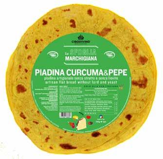 ATM shelf life 60gg Piadina Farro Integrale senza conservanti Farina di grano tenero 0, farina di farro integrale 50%, acqua, olio extravergine d oliva, sale Codice PIA3 busta 3x110gr.