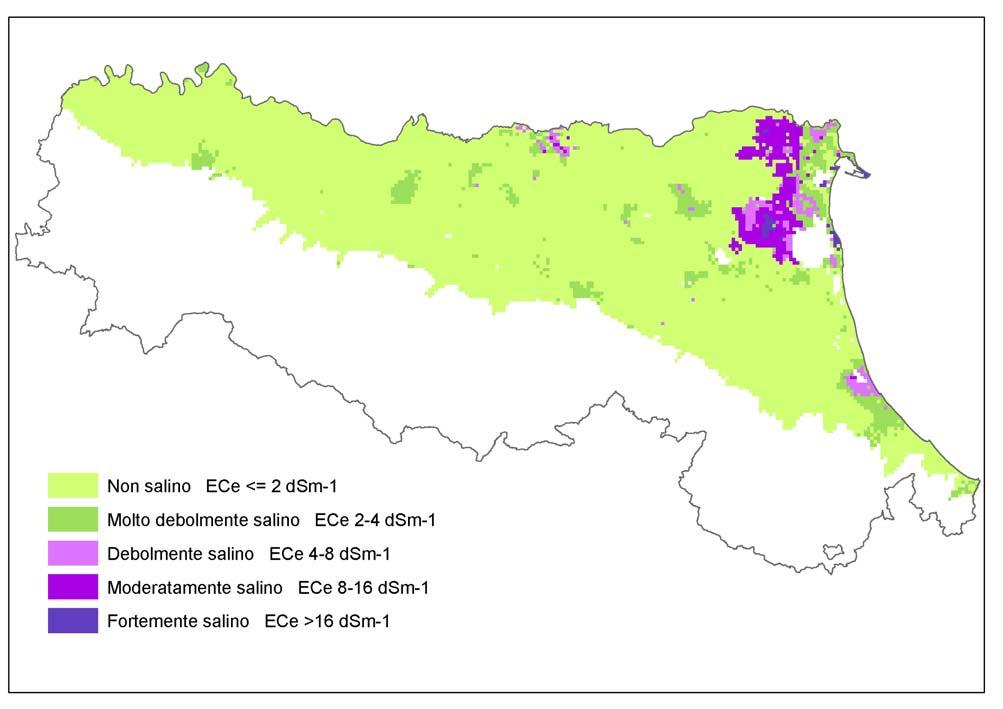 DESCRIZIONE DELLA CARTA Come si può vedere in Figura 2, dall elaborazione dei dati disponibili nella banca dati dei suoli del SGSS della Regione Emilia-Romagna, con riferimento allo strato 50-100 cm,