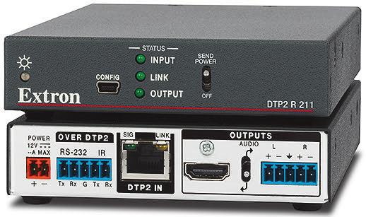 DTP SYSTEMS DTP2 T 211 Trasmettitore DTP2 HDMI 4K/60 con embedding audio DTP2 T 211 di Extron è un trasmettitore twisted pair digitale su lunghe distanze che permette di inviare segnali HDMI, audio e