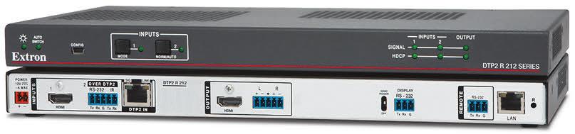 DTP SYSTEMS DTP2 T 212 Switcher HDMI 4K/60 con due input, trasmettitore DTP2 integrato e output HDMI DTP2 T 212 di Extron è un trasmettitore a due input che permette di inviare segnali HDMI, audio e