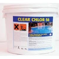 C L O R O 5 6 % 122727 CLEAR CHLOR 56% Secchio da 10 kg Dicloroisocianurato sodico biidrato 56% granulare per regolare la quantità di cloro presente nell acqua di piscina.