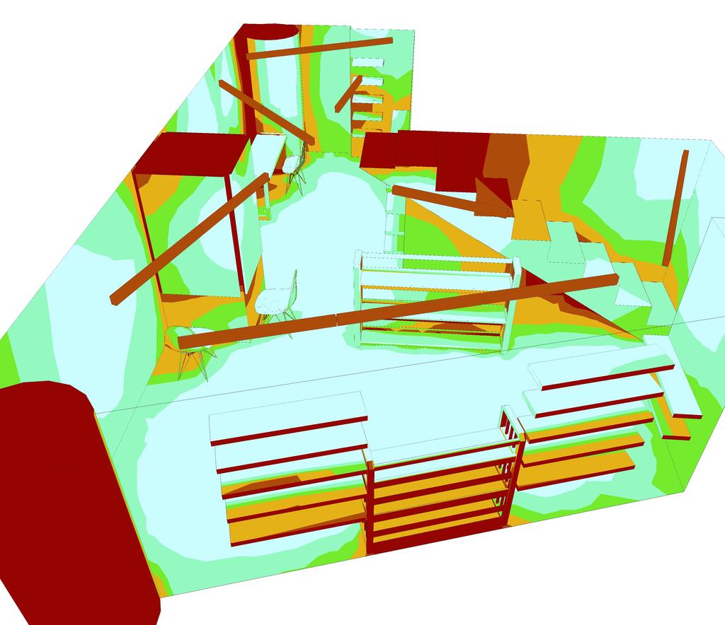 Verifica Illuminotecnica Progetto 1 Colori falsati 3D, Vista 4 (E) 75 Illuminamento [lx] 100